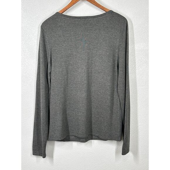 VTG Peck & Peck Cardigan Sweater XL Grey Beaded Floral Coquette Fairy Goth - Picture 5 of 11